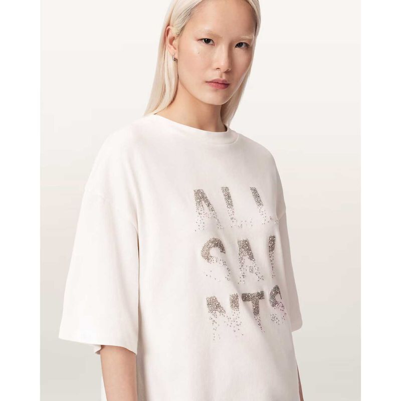 AllSaints Stacks Amelie Oversized Embellished Tee image number 2